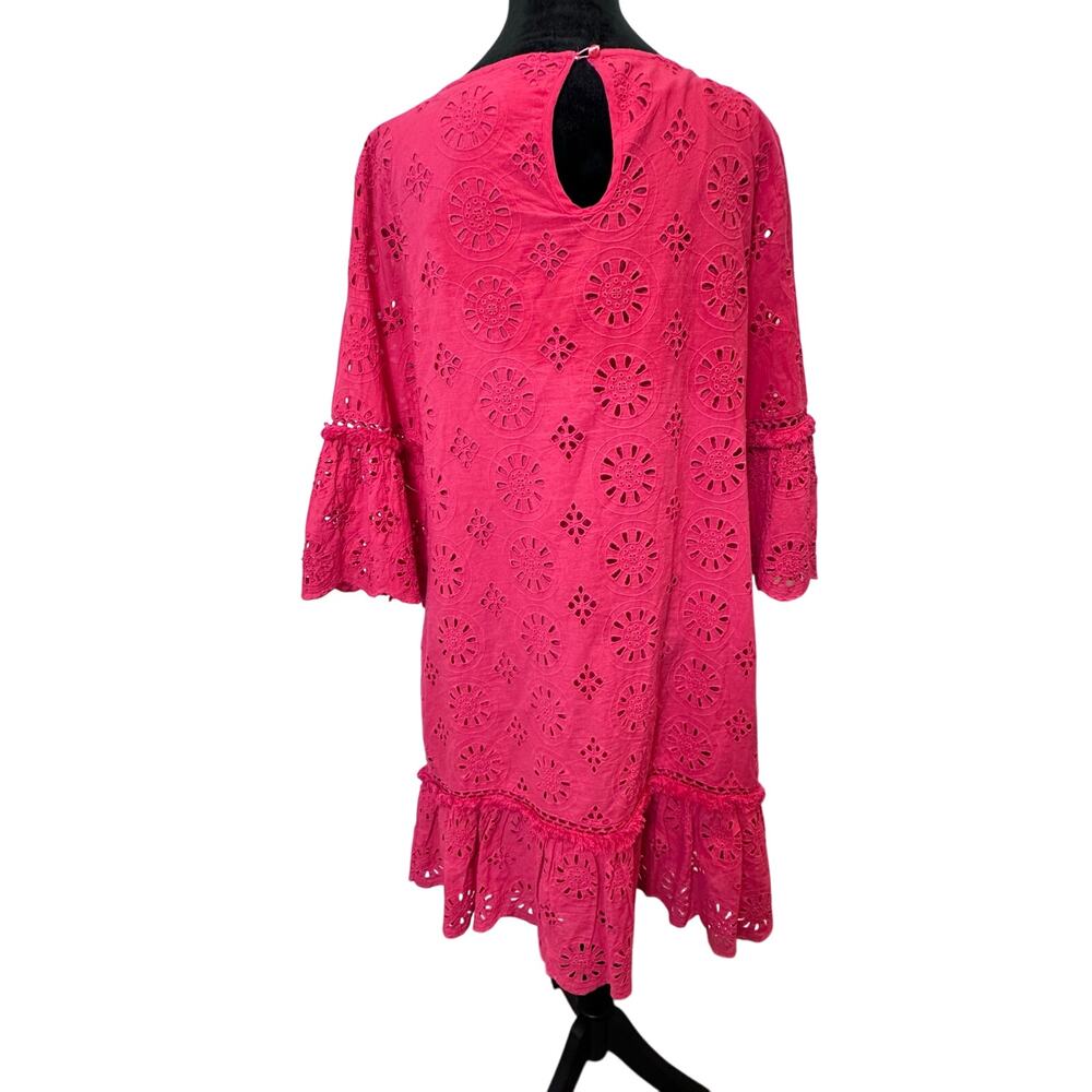 🌸 By Anthropologie Dani Lace Eyelet Pink Drop Waist Dress – Size 6 - Picture 3 of 10